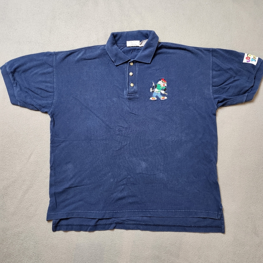 Warner Bros Loony Tunes Embroidery. Navy Blue Short Sleeve Shirt 90s Vintage